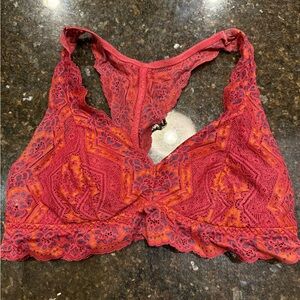 Gilligan & O'Malley Lace Bralette in Red and Orange